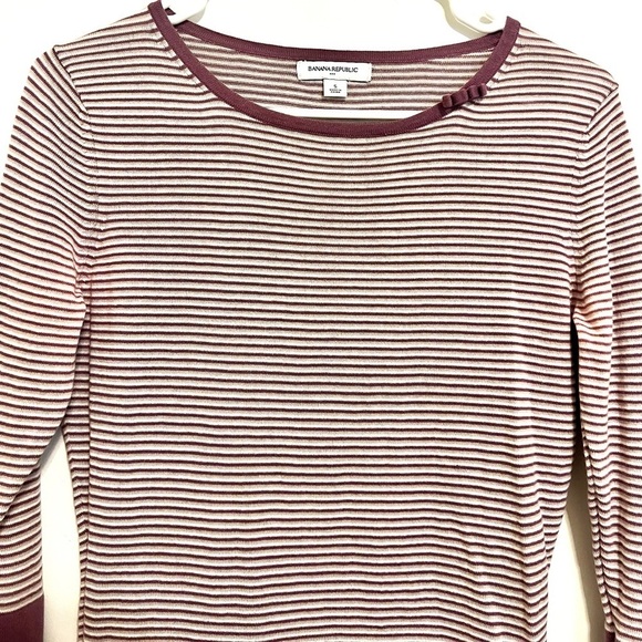 2/$25 Banana Republic - Purple Striped Sweater/Top with Accent Bow - Picture 4 of 8